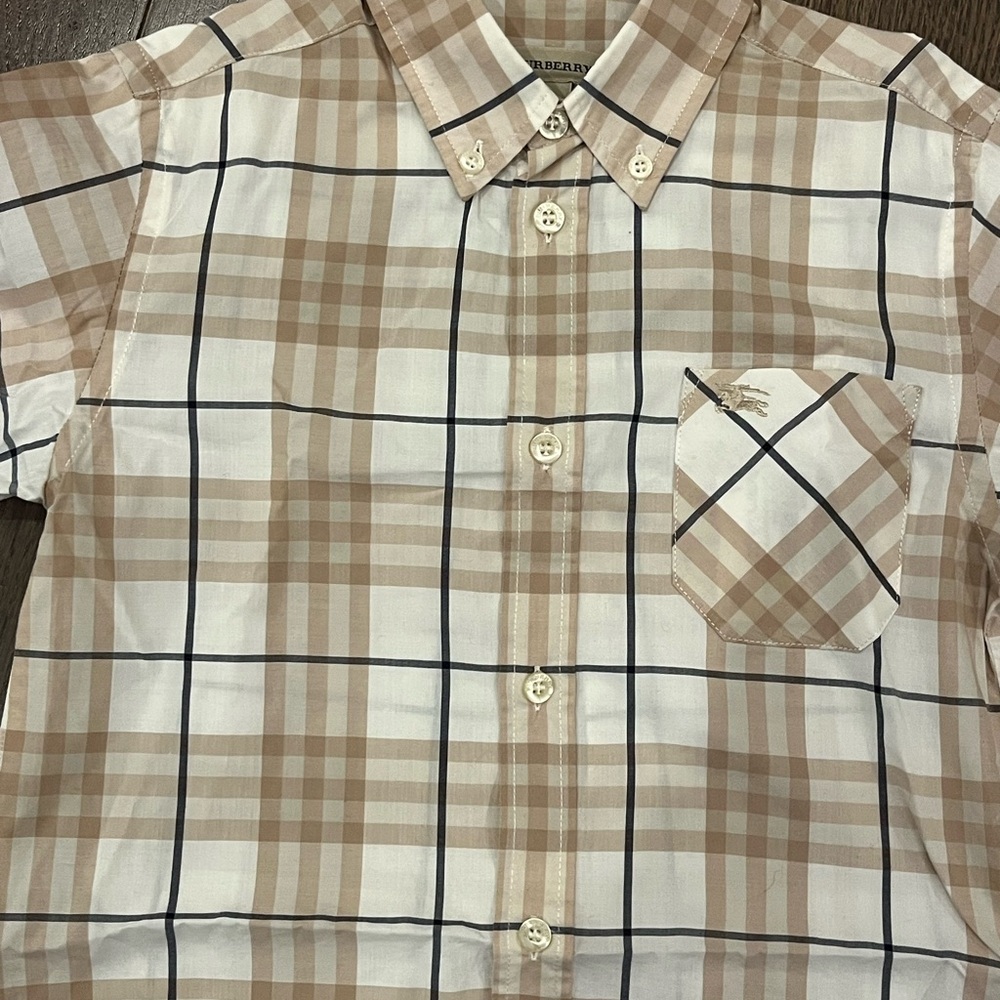 Burberry Beige and White Checkered Shirt